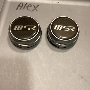 MSR Machined Wheel Rim Carbon Fiber Gold Letter Logo Hub Cover Center Caps 3239 - Picture 1 of 2