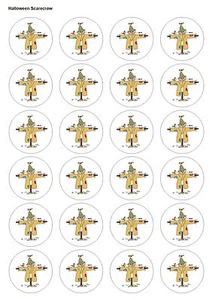 24X PRECUT HALLOWEEN PARTY SCARECROW EDIBLE WAFER, CUPCAKE, CAKE TOPPERS 1430 - Picture 1 of 1