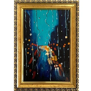 Original Oil Painting City Night Impressionism Ukraine Art, 6х4" in - Picture 1 of 23
