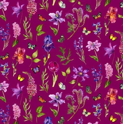 Northcott - Jardín Deborahs - Floral grande - Magenta, por comprar Foto 1 de 4