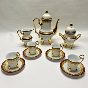 Yau Shing Laurel Shield Fine Porcelain Demitasse Coffee Set - Picture 1 of 6