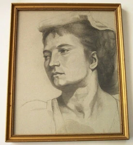 ANTIGUO RETRATO DIBUJO DE UNA MUJER - Imagen 1 de 3