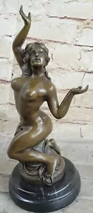 Art Deco Nude Erotic Nymph Bronze Statue Figure Marble Sculpture Figurine Gift - Picture 1 of 7