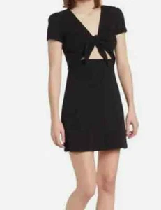 Abound Womens Tied Front Mini Dress Cutout Ribbed Knit Black Size L - Picture 1 of 13