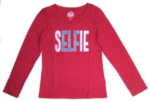 So Brand Girls Size 7/8 or 14  Long Sleeve Christmas T-Shirt NWT "SELFIE" Red - Picture 1 of 2