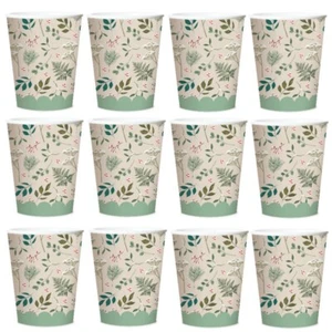 Pack of 16 Disposable Christmas Mistletoe Paper Cups Eco-Friendly Xmas Party - Picture 1 of 2