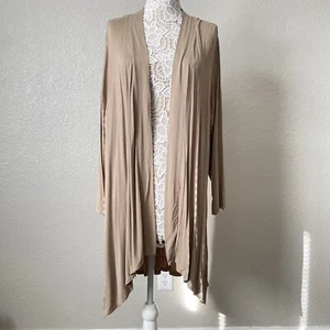 AnyWear by Catherines Plus Sz 2X 22W 24W Open Front Side Slits Beige Cardigan - Picture 1 of 9