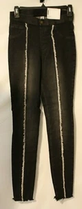 Zeza B High-Waisted Frayed Denim Leggings Size Small Farbe Black Wash - Bild 1 von 3