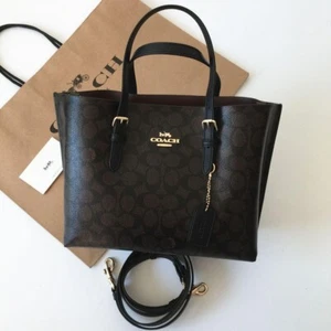 COACH CV965 PVC leather Shoulder Tote Handbag Signature Allover Walnut / black - Picture 1 of 9