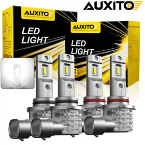 4x AUXITO 9005 9006 LED Combo Headlight Bulbs High Low Beam Kit Extremely White - Picture 1 of 20