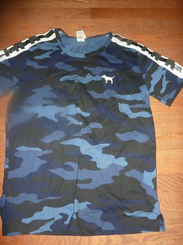 T-shirt Victoria's Secret PINK Bling Camo - Sans Manches, Décolleté Crew, Bleu - Neuf Avec étiquette (NWT)