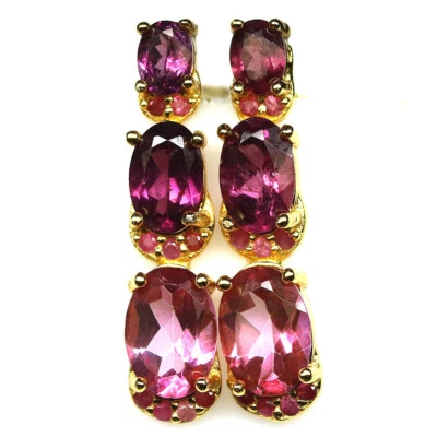 Pendientes Navidad Plata 925 Rosa Topacio Místico, Rodoita y Zafiro Foto 1 de 4