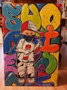 24 x 36 child graffiti artist shortiez ink clear coated - Picture 1 of 1