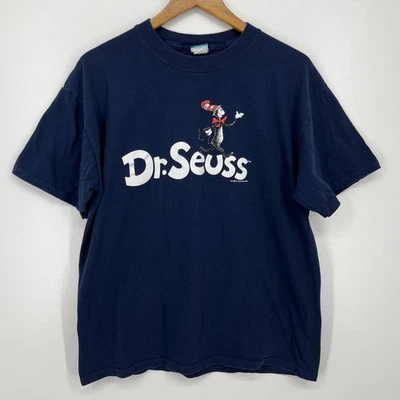 Dr. Seuss T-Shirt Men's Size L Blue Logo Crew Neck Vintage Y2K - Image 1 of 4