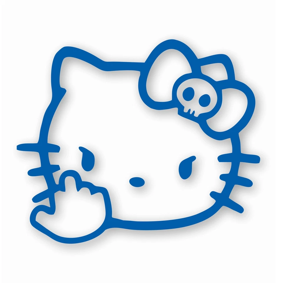 Angry Hello Kitty Giving Finger - Calcomanía adhesiva de vinilo - ELIGE tamaño y color Foto 1 de 1