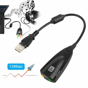 USB 2.0 Zewnętrzna 7.1-kanałowa karta dźwiękowa 3,5 mm Stereofoniczne słuchawki Adapter Laptop PC - Zdjęcie 1 z 12