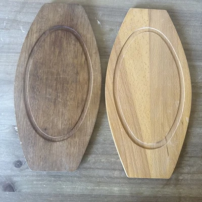 SARTÉN FAJITA DE FILETE DE MADERA UNDERLINER Soporte Bandeja de sartén de hierro fundido - Juego de 2  Foto 1 de 4