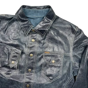 Chaqueta Diesel De Colección Para Hombre Pequeña Azul Cuero de Vaca Gruesa Brillante Texturizada Años 90 - Imagen 1 de 22