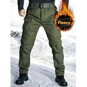 Pantalones cargo cálidos para hombre pantalones de invierno pantalones softshell pantalones térmicos pantalones de trabajo verde ejército - Imagen 1 de 9