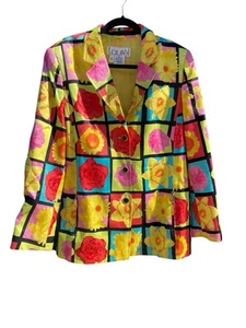 ESCADA LAUREL Vintage Colorful Floral POP ART-to-WEAR Jacket Blazer Sz 44 - Picture 1 of 16