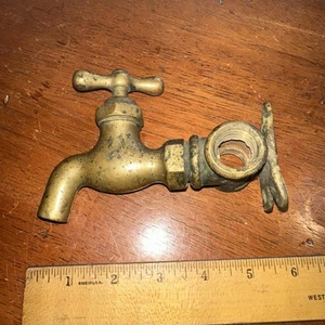 Antique Vintage Brass Water Spigot Faucet Farmhouse Outdoor Faucet Reclaimed - Picture 1 of 12