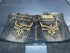 Jeans Rock Revival 28 Azul Kai Bota Punto Grueso Bolsillo con Solapa Occidental - Imagen 1 de 19