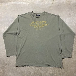 Aeropostale A-087 Long Sleeve Graphic Shirt XL Army Green Y2K - Picture 1 of 15