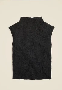 Nwt J. Crew Women's Bubble-Knit Mockneck Top Size Medium Black - Picture 1 of 6