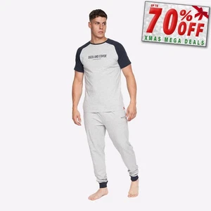 Duck And Cover Vianney Mens Casual Comfort PJs Pyjama Loungewear Set Grey - Picture 1 of 4