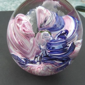 SIGNED EICKHOLT PAPERWEIGHT SWIRL ART GLASS 1992 - Picture 1 of 3