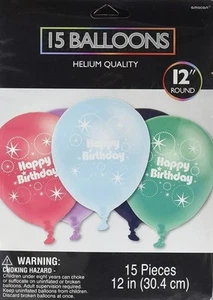 Time to Party Happy Birthday Printed Latex Balloons 15ct.Party Supply Decoration - Picture 1 of 2