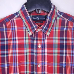 Camisa Ralph Lauren Para Hombre Grande A Cuadros Roja, Azul, Verde Calce Clásico - Imagen 1 de 10