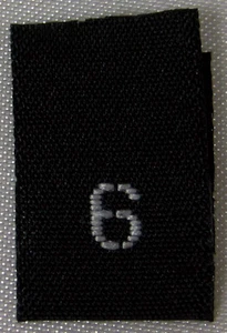100 PCS BLACK WOVEN SEWING CLOTHING LABELS, SIZE TAGS - SIZE 6 - SIX - Picture 1 of 1