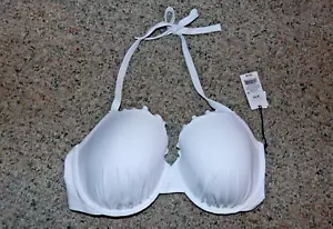 SHADE & SHORE Women's White Padded Underwire Halter Tie Swim Top Size 38DD - Picture 1 of 2