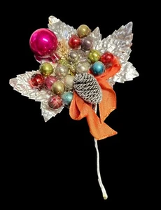 Vintage anni 50 COLORATO VETRO MERCURIO ORNAMENTO LAMINA FOGLIA NATALE CORSETTO SCEGLI - Foto 1 di 6