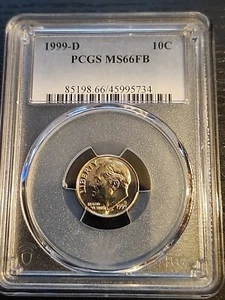 1999 D PCGS MS66FB Roosevelt Dime 10c Clad Uncirculated Free Shipping  - Picture 1 of 2