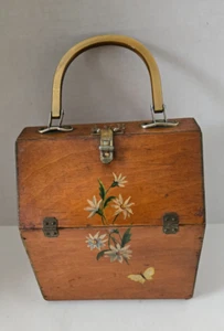 Vintage Handmade Wooden Box Purse - Picture 1 of 15