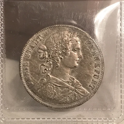 1860 German States Vereinsthaler Frankfurt 1 Thaler Silver 90% - 18.52 G Cover