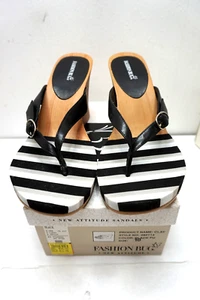 VINTAGE PLATFORM WEDGE SANDALS FASHION BUG  BLACK WOMENS SHOES 10 NEW BOX - Picture 1 of 8