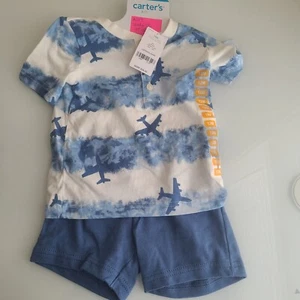 Carter's Baby & Toddler Boy's 2-Pc Short Sleeve Top & Short Set / Airplane - Picture 1 of 2