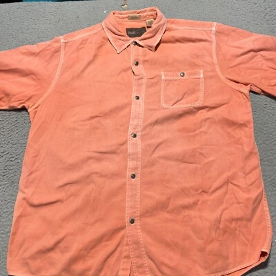 Camisa vintage tallada con volantes para hombre XL naranja manga corta vela abotonada informal años 90 Foto 1 de 4