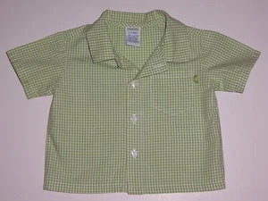 Gymboree boys VINTAGE "GARDEN PATCH" 3-6 mth SHIRT...SS GREEN CHECKED - Picture 1 of 3