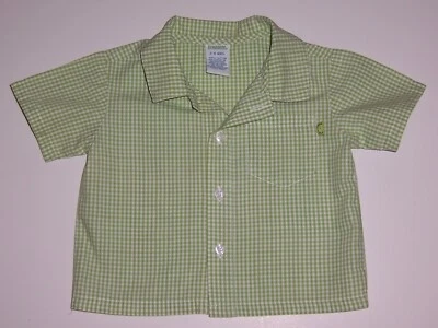 CAMISA GYMBOREE NIÑOS VINTAGE "PARCHE JARDÍN" 3-6 meses... SS VERDE CUADROS Foto 1 de 3
