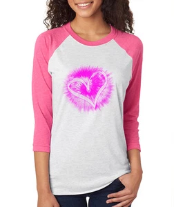 HEART tie dye cute fun best friends Valentine's Day Women's 3/4 Sleeve T-Shirt - Picture 1 of 1