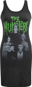 WOMENS BLACK DRESS THE MUNSTERS VINTAGE B-MOVIE HORROR WOLF VAMPIRE GOTH S-XL - Picture 1 of 4