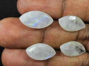 9X18MM Natural Rainbow Moonstone Marquise Faceted Loose Gemstone 4 Pcs Lot - Picture 1 of 8