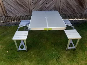 Picnic Table Outdoor Garden Furniture Aluminum Pub Bench 4 Seater Beer Set NEW - Picture 1 of 7