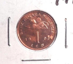 CIRCULATED 1990 1 SEN MALAYSIAN  COIN !!!! - Picture 1 of 3