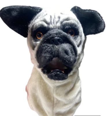 Realistic Pug Dog Mask Furry Costume Moving Mouth By Thumbs Up - Image 1 of 4