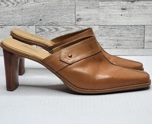 Nicole Colonel Pantolette Größe 8,5 hellbraun Leder 3" Absatz Slipper Gummisohle Cottagecore - Bild 1 von 11